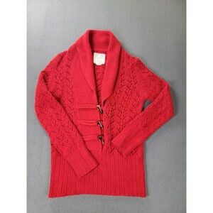 Old Navy Sweater Womens Large Red Toggle Shawl‎ Collar Open Knit Wool Blend mall